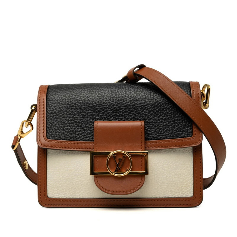 Louis Vuitton LV Logo Dauphine MINI Shoulder Bag M55073 Black Brown White Lea...
